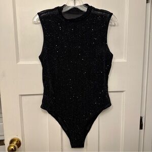 ⭐️ Glittery Large Sheer Black Bodysuit